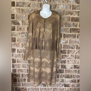 Joseph Ribkoff 2 piece Dress Vintage Size 10 Gold Metallic With Fringe